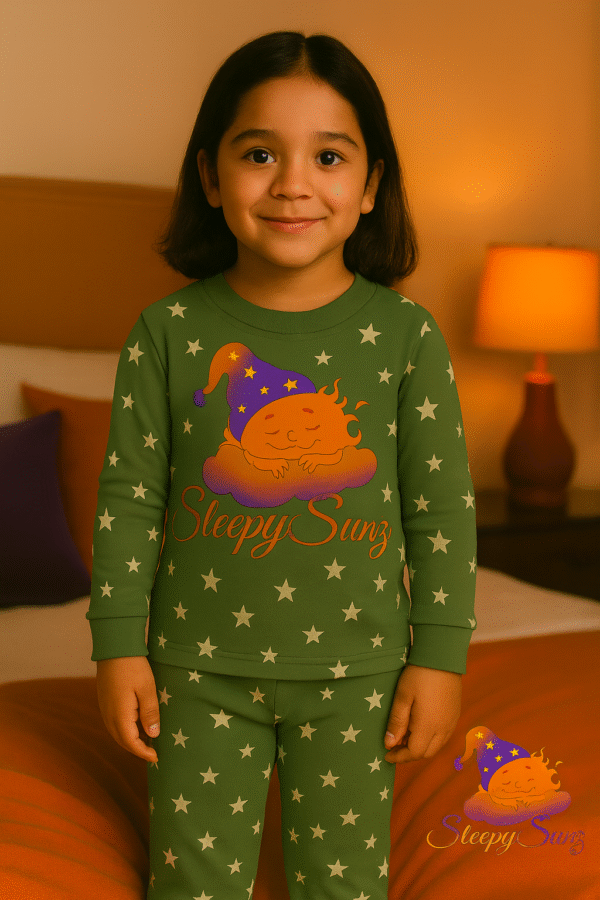 🧩 Green Star Pajamas (Mint Green) Children