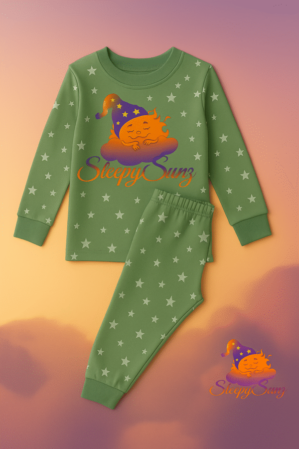 🧩 Green Star Pajamas (Mint Green) Children - Image 2